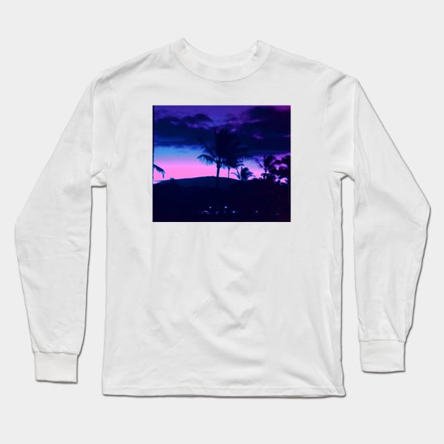 Vapor Sunrise Mauna Kea Long Sleeve T-Shirt by lofi_retrowave